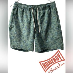 Fair Harbor Men's Green Patterned Athletic Shorts